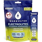 Wake Water Sugar Free Electrolytes Packets, Canadian Made Lemon Lime Hydration Powder, Keto & Paleo Friendly Electrolyte Powd