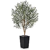 VeriNatural Artificial Olive Tree 5FT, Faux Olive Trees with Real Wood Trunk, UV Resistant Fake Plants in Planter & River Rocks, Indoor Tall Silk Plant for Home Living Room Office Outdoor Decor, VN133