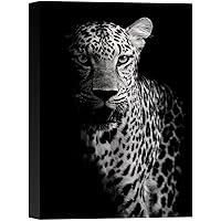SIGNWIN Canvas Wall Art Headshot of a Spotted Tiger Animals Wildlife Photography Modern Art Traditional Portrait Dramatic Black and White for Living Room, Bedroom, Office - 12x18 inches