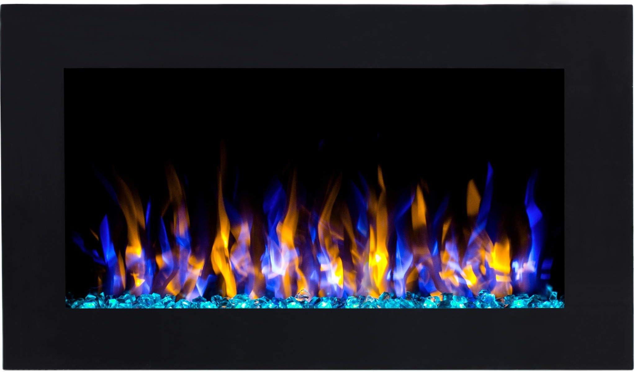 PRIDE-B105 AFLAMO Black | Without Heating Function | Simulation of LED Light on a 13 cm deep Electric Wall Fireplace (104.5 x 55 x 12.8)