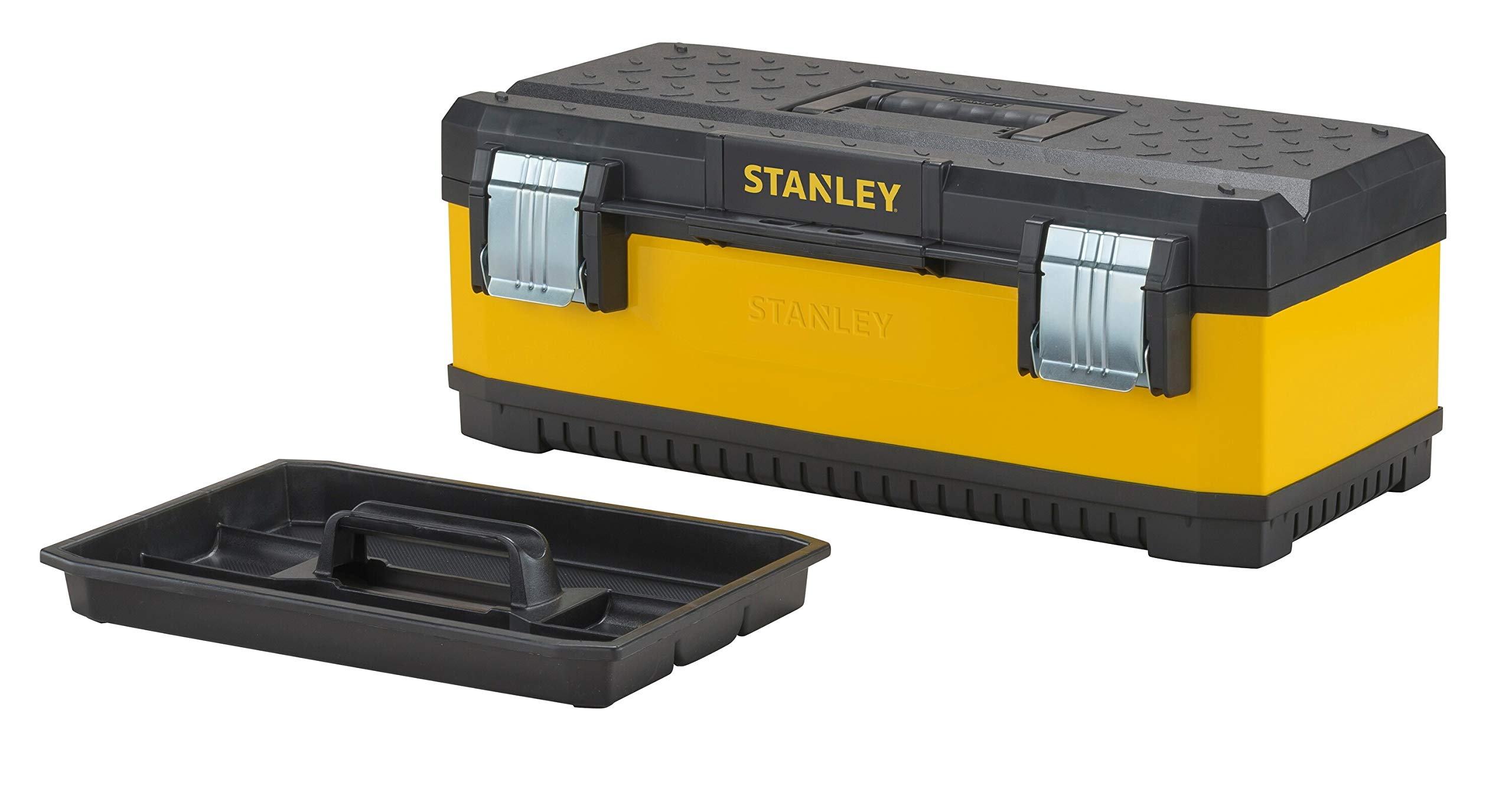 STANLEY Toolbox with Heavy Duty Metal Latch, Portable Tote Tray for Tools and Small Parts, 23 inch, 1-95-613