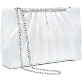 Dasein Elegant Pleated Evening Clutch Bags for Women Formal Handbags Purses for Wedding Party Prom with Sparkly Rhinestones