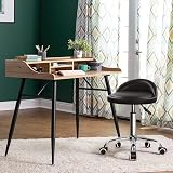 KKTONER PU Leather Round Rolling Stool with Back Rest Adjustable Height Swivel view 2