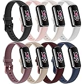 8 Pack Bands Compatible with Fitbit Luxe Bands for Women Men, Soft Silicone Wristband Replacement Strap for Fitbit Luxe Fitness and Wellness Tracker
