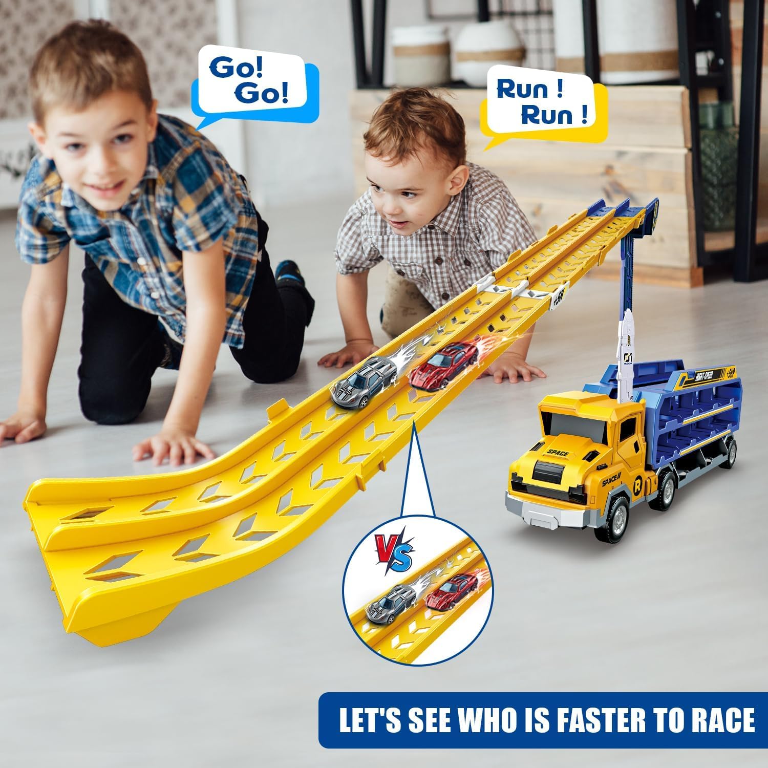 Mua Mostop Carrier Truck Race Track Toy for Kids, Folded Car Race Track ...
