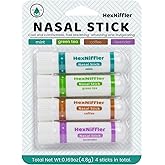 Nasal Stick, Essential Oil Vapor Inhaler, Natural Ingredients, Breathe Freely,Boosts Mood, On-The-Go Portable Nasal Inhaler for Adults, 4Pack(Mint, Lavender, Green Tea,Coffee ) (4 Pack Variety)