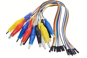 MTDELE 20 Pcs breadboard Jumper Wires with Alligator Clips Male and Female Compatible with for Raspberry Pi LED Strips Arduino Lilypad Power Test Lead
