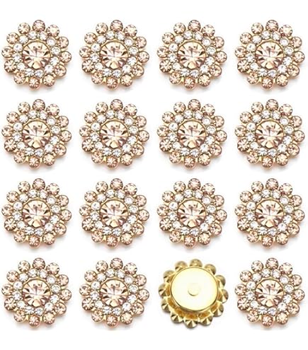 thumbnail image 2 of Yuanchu 50Pcs Gold Rhinestone Buttons - 12mm Flower Crystal Buttons For DIY Jewelry & Craft Decorations 2 of 14
