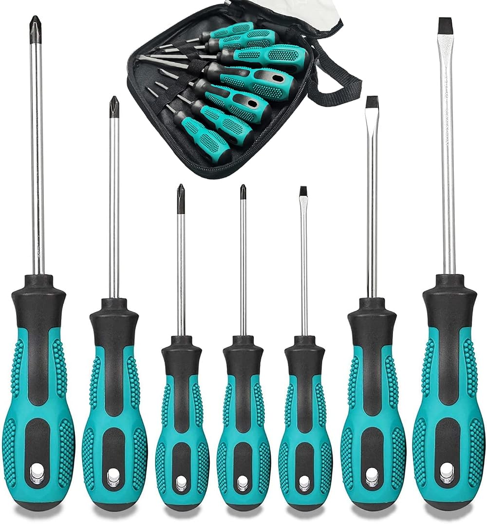 TekValue 7pc Screwdriver Set Heavy Duty Chrome Vanadium Steel Magnetic Tips
