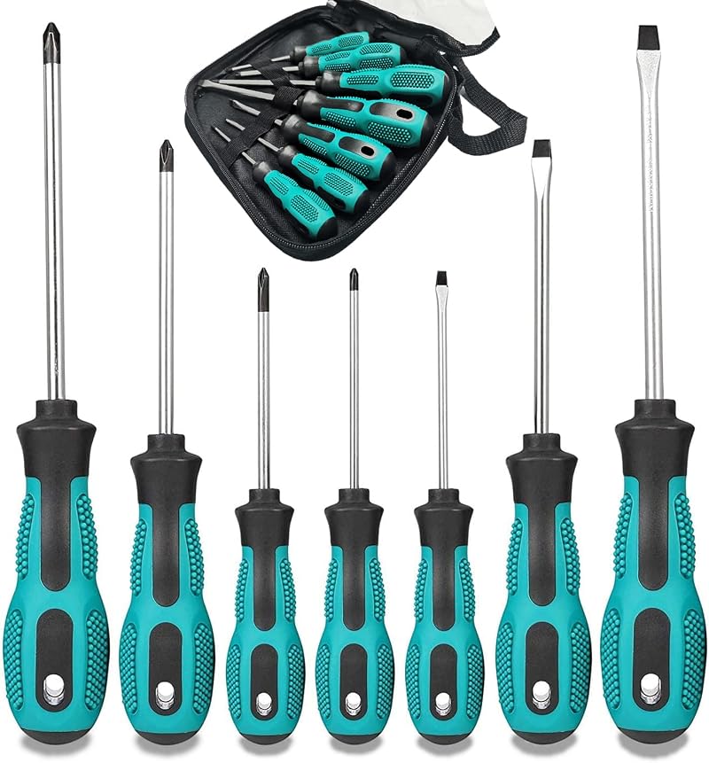 TekValue 7pc Screwdriver Set Heavy Duty Chrome Vanadium Steel Magnetic Tips