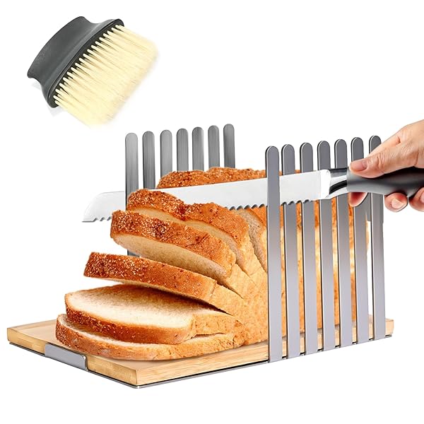 TKVAZK BREAD SLICER, STAINLESS STEEL BREAD SLICER FOR...