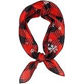 VIVIAN & VINCENT Gift Packed Silk Like Satin Fall Winter Holiday Christmas Square Scarf for Women Hair Scarves