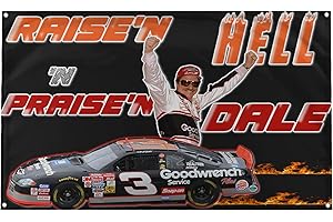 BANGER FLAGS Banger - RAISE'N HELL 'N PRAISE'N DALE Epic Racing Nascar Dale Earnhardt Car College Dorm 3x5 Feet 4 Grommet Wall Flag Banner Tapestry