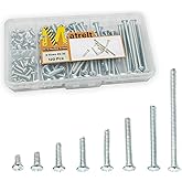 120 Pcs 8 Sizes #6-32 Machine Screws Knob Screw Cabinet Screws Electricians Screw, Carbon Steel Zinc-Plated Phillips Pan Head