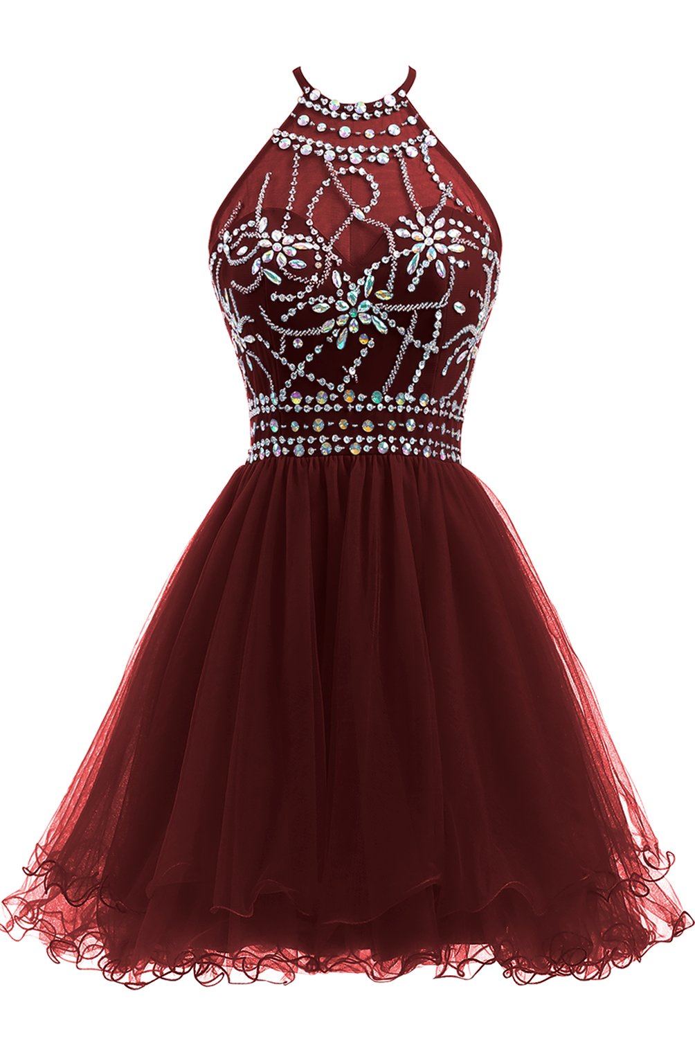 Ellames Womens Beaded Halter Homecoming Dress Short Tulle Prom Dress |  Desertcart Fiji