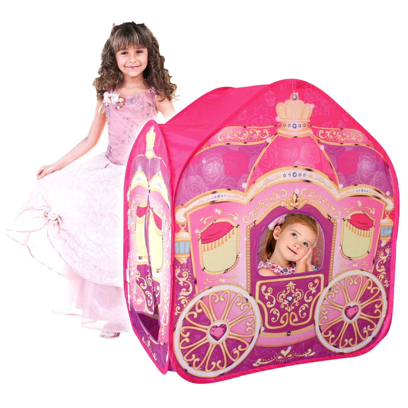 POCO DIVO Princess Carriage Cinderella Wagon Pop-up Play Tent Girls Pretend Playhouse