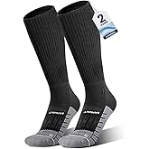 Rahhint Coolmax 20-30 mmHg Compression Running Socks, Long Distance Anti Blister Cushion Moisture Wicking Tall Athletic Socks
