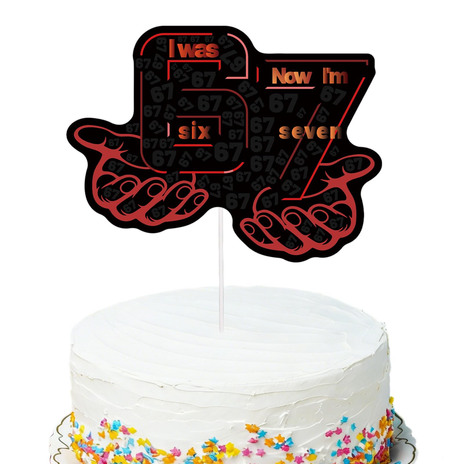 6-7 Birthday Cake Topper, Funny 6-7 Meme Cake Decoration for 6th & 7th Birthday Parties Anniversary Graduation Celebrations