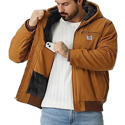 TUAOVA Men's Work Coat Washed Duck Fleece Lined