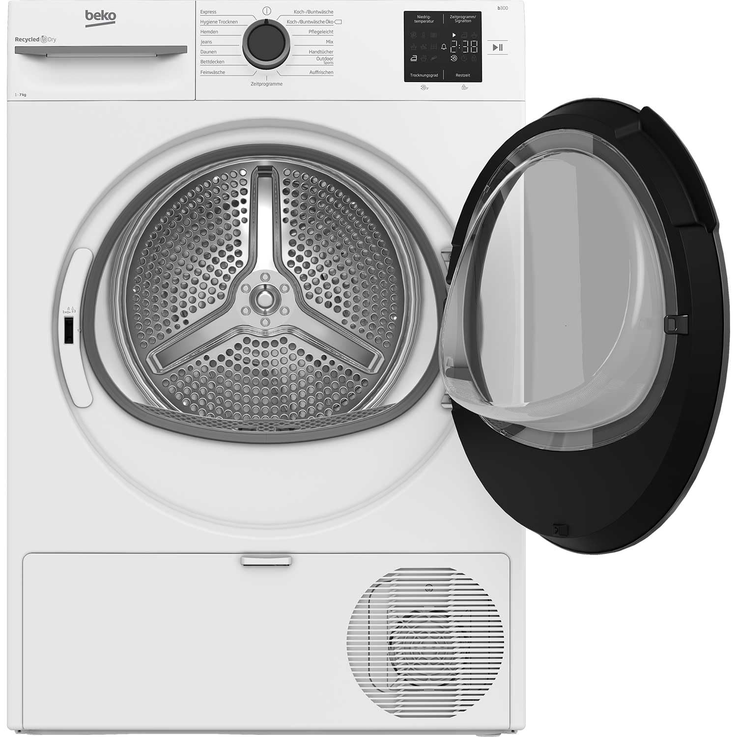 Beko BM3T37210W1 Wäschetrockner, 7 kg, Frontlader Wärmepumpentrockner, 15 Programme, Sensortrocknung, Säulenfähig, Aquawave Schontrommel, Weiß 3