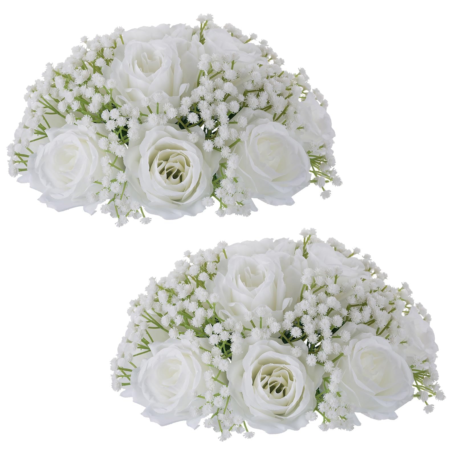BLOSMON Fake Flowers Ball Wedding Centerpiece Table Decorations 2pcs Royal Blue Rose Babys Breath Bouquet Artificial Flower Silk Kissing Ball Floral Arrangements For DIY Party Home Decor - View #13
