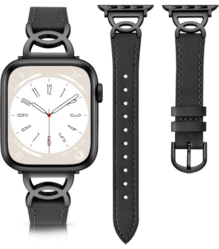 Stylish Leather Apple Watch Bands with Charms for All Series - Unisex Strap Amazon.com: MOINSPIRE Designer Leather Band with Charms for  main image 2