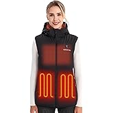 Venustas Women’s Heated Down Vest with Battery, Water-Resistant Lightweight Puffer Vest with Detachable Hood