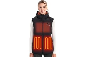 Venustas Women’s Heated Down Vest with Battery, Water-Resistant Lightweight Puffer Vest with Detachable Hood