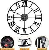 Crystals Outdoor Garden Wall Clock 60CM Black Roman Numerals Silent view 6