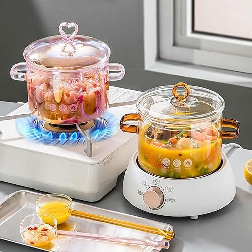 Saucepan with Cover, Clear Glass Cooking Pot Glass Saucepan Stew