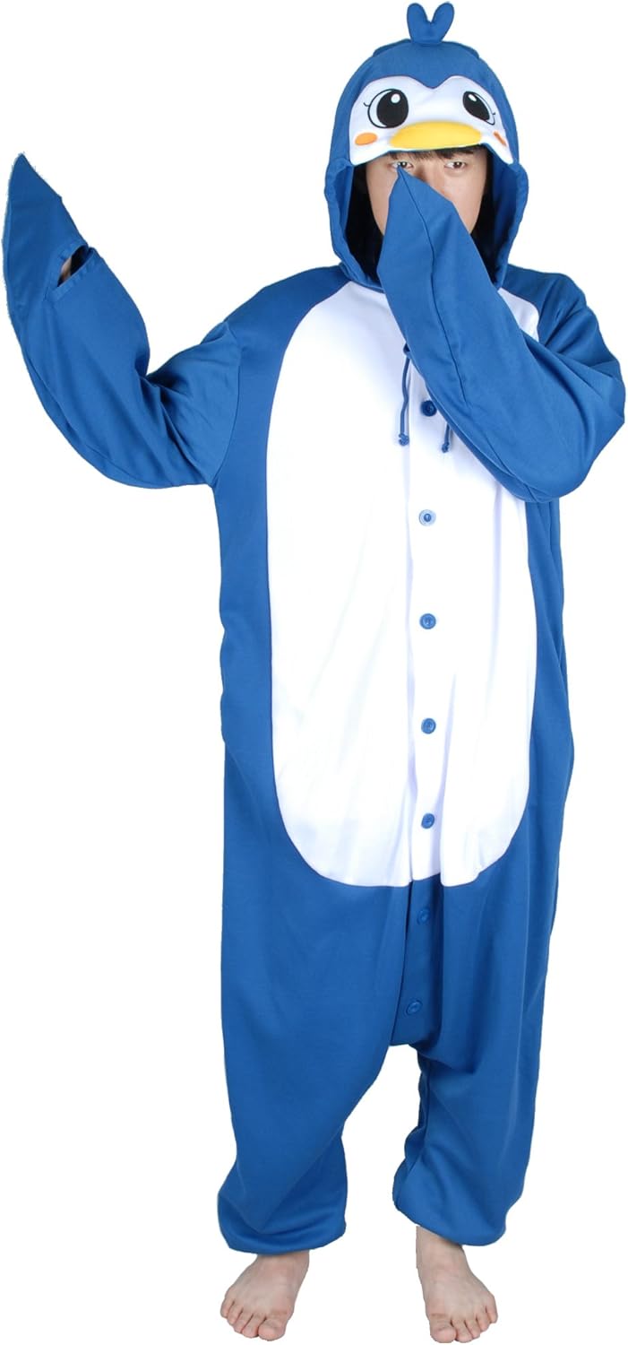 Amazon Momsmom 大人用長袖着ぐるみ カリスマペンギン レディース男女兼用キャラクターアニマル着ぐるみ 動物パジャマ ハロウィン お祭り イベント コスプレ 文化祭 部屋着 団体旅行にも 並行輸入品 S コスプレ 仮装 通販