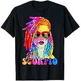 Scorpio Loc'd Woman Black Queen Art Zodiac Birthday T-Shirt