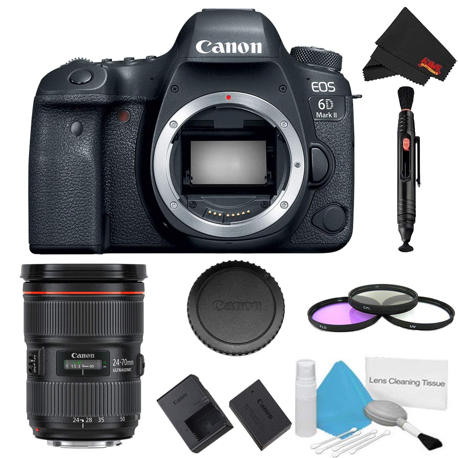 Canon EOS 6D Mark II DSLR Camera (Body Only) 3 Piece Filter Bundle