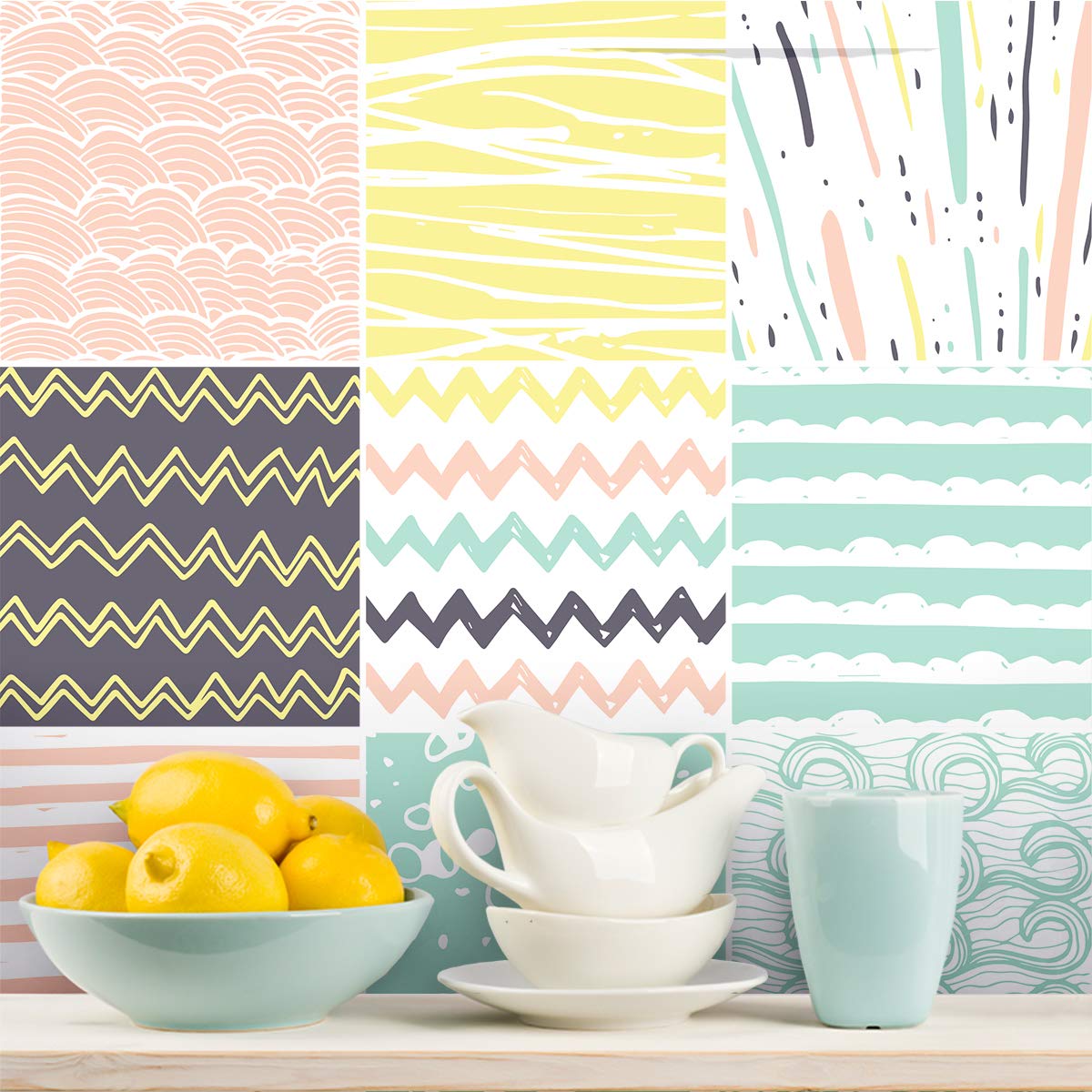 Ambiance Sticker Self-Adhesive Decorative Wall Decal Cement Tile for Bathroom and Kitchen Sabatino - Pack of 24 Stickers of 20 x 20 cm