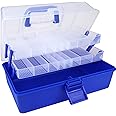 Avlcoaky Tackle Box Art Supply Box 2-Tray Fishing Tackle Box Organizer Large Plastic Storage Box with Handle