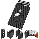 typecase Mens Wallet Card Holder for AirTag: Leather Smart Wallet for Men Compatible with Apple Air Tag, RFID Blocking, Slim, Minimalist - 9-14 Card Capacity | ID Window | Cash Slot (Orange)