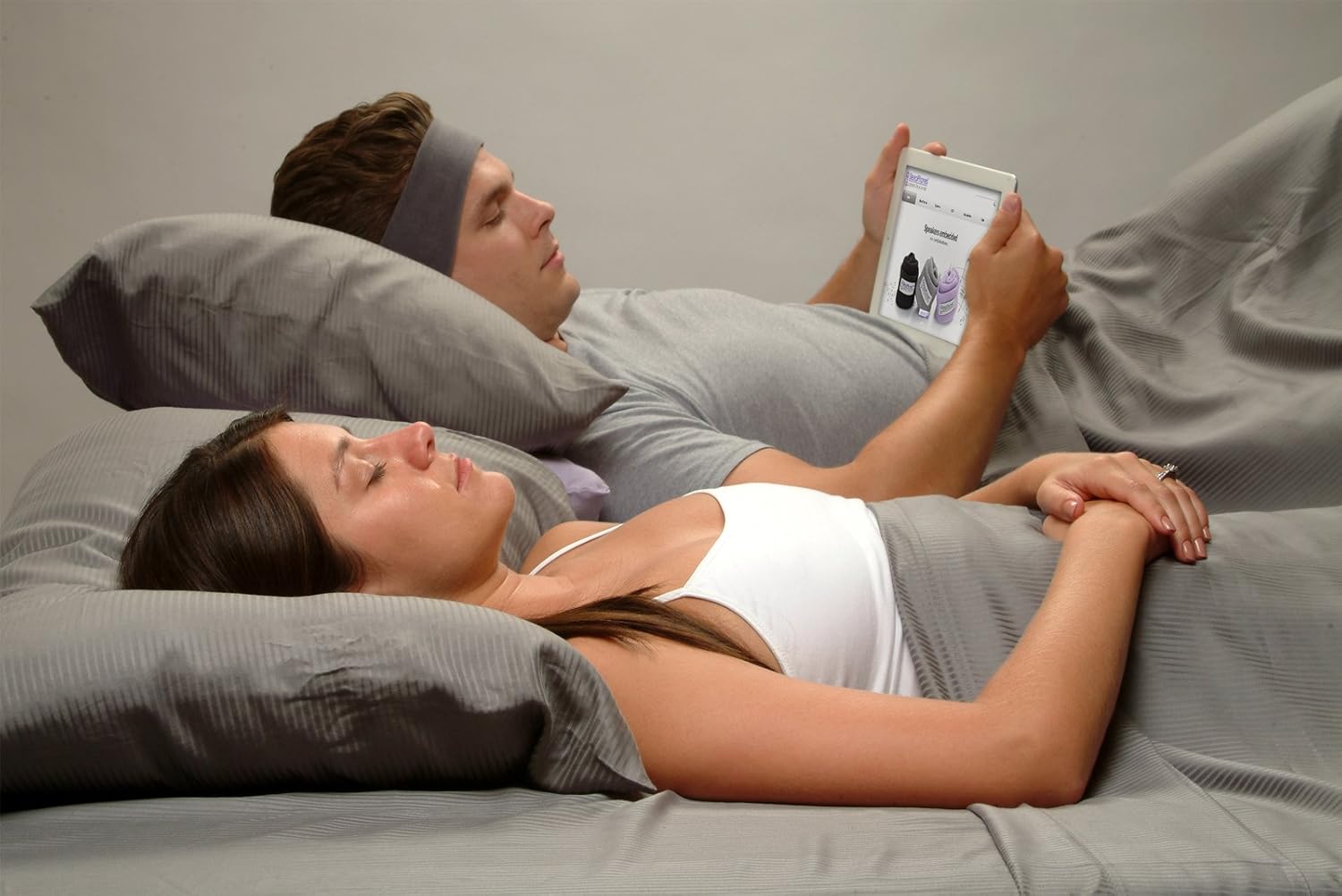 AcousticSheep SleepPhones Kabellos Bluetooth Stirnband-Schlaf-Kopfh/&ouml;rer Weiches grau Vlies mittel