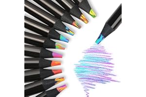 Lonimia Rainbow Colouring Pencils, Rainbow Color Pencil Set, 7 in 1 Color 12 Pcs Long-Lasting No Fading Stable Practical Port