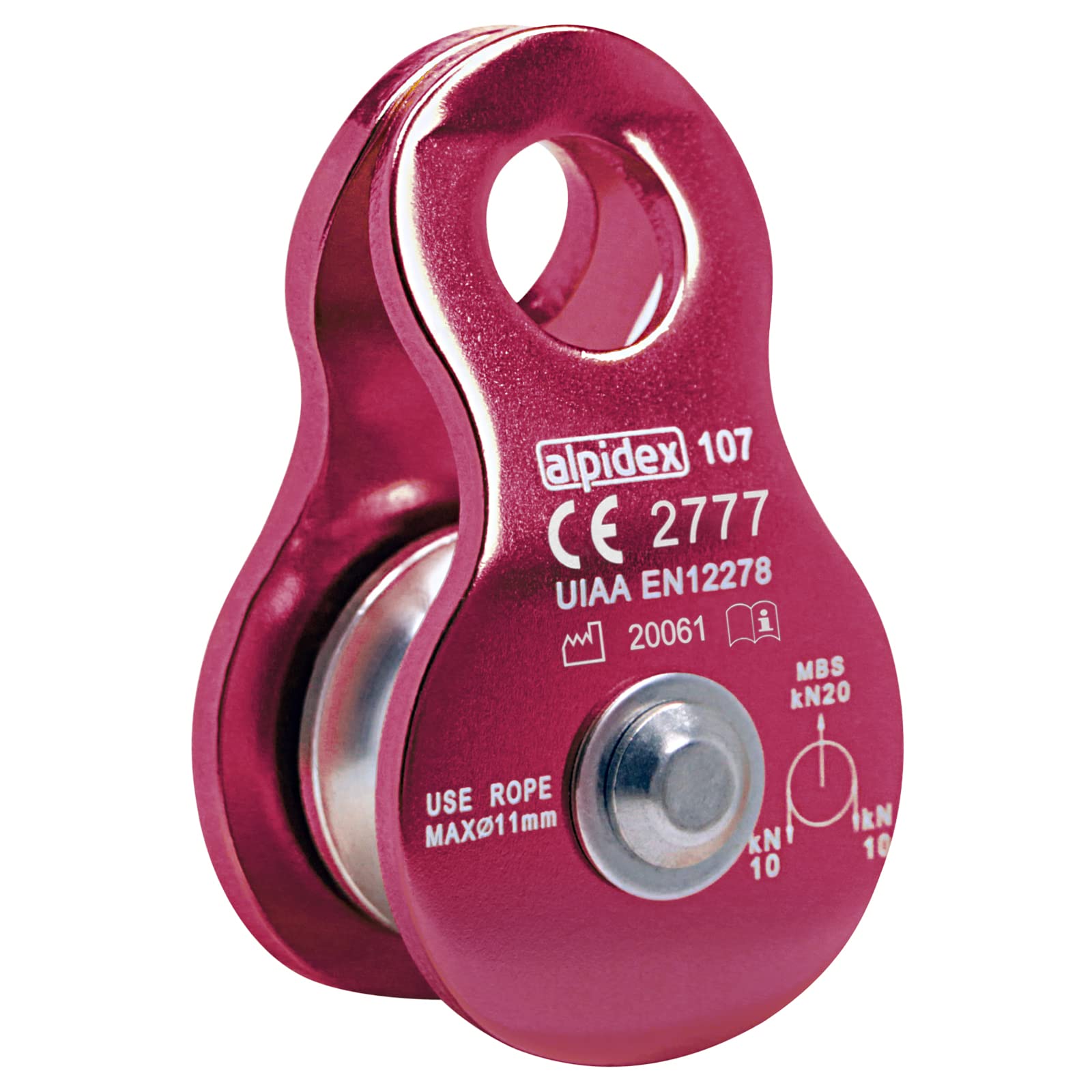 ALPIDEX Mobile Pulley 20 kN | Mobile Pulley | Pulley block | Standard EN12278 | Lifting System | Ropes up to 11 mm Diameter | Rope Hoist | Cable Roller Pully, Colour:red