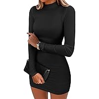 mock neck long sleeve mini fit and flare sweater dress Long Sleeve Flare Mini Dress S