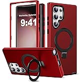 DuiDuiQ Designed for Samsung Galaxy S23 Ultra Case with Magnetic Ring Stand [Compatible with Mag-Safe][Build in Kickstand][Military Grade Drop Protection] Shockproof S23 Ultra Phone Case 6.8",Red