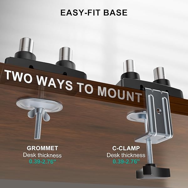 WALI DUAL MONITOR STAND FOR 13-32 INCH COMPUTER SCREENS, DUAL MONITOR ARMS FOR 2 MONITORS HOLDS UP TO 22 LBS, HEIGHT ADJUSTABLE DUAL MONITORS MOUNT, VESA 75X75/100X100MM (GSMP002N), BLACK