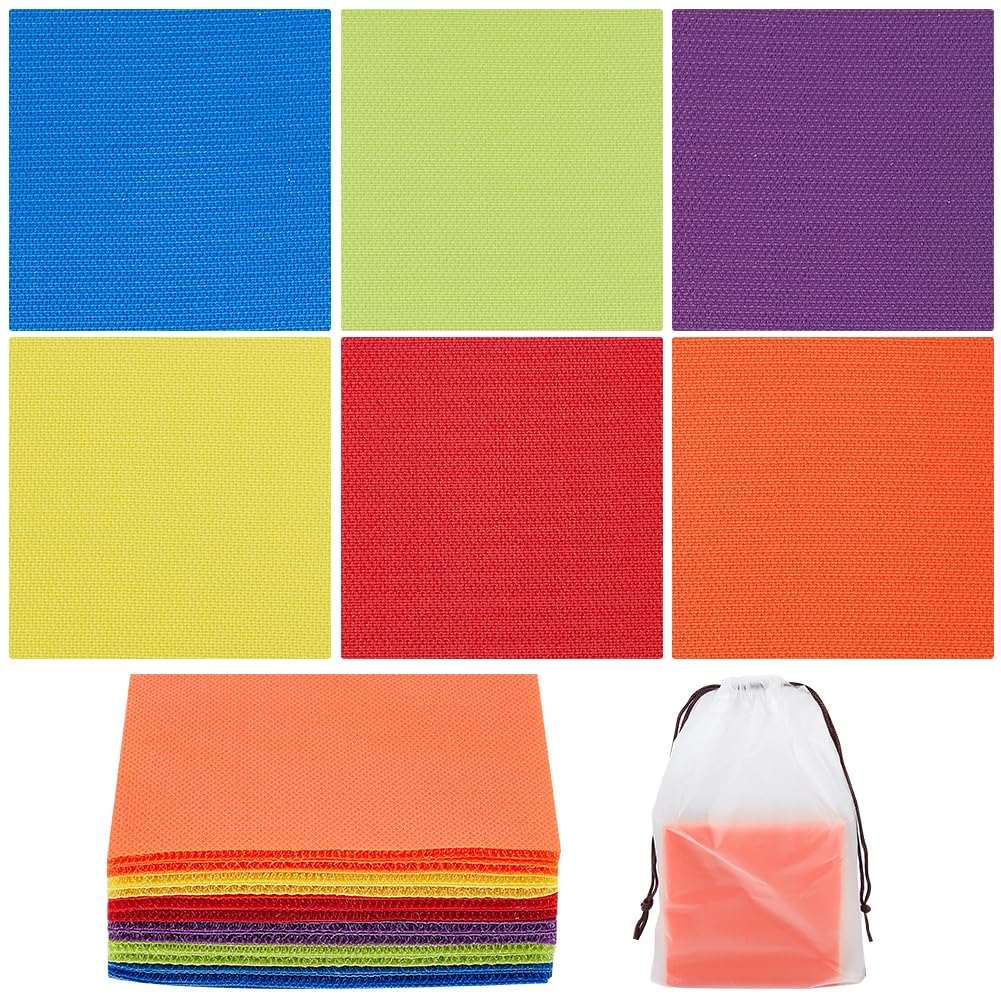 CREATCABIN 30Pcs Square Carpet Markers Set Colorful Square Carpet Markers Multipurpose Carpet Stickers with 6 Color Early Education Supplies for Teacher Coach Classroom 3.93x3.93 Inch