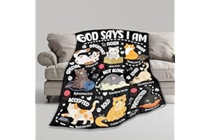 Snanna Cat Throw Blanket,Bible Verse Blanket, Christian Gifts, God Says I am Print Blankets, Meaningful Thoughtful Religious Gifts for Girls,Cat Lover Room Bed Decoration, 40" x50”