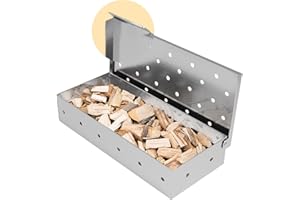 FORTITUDE21 Smoke Box, Father Day Smoker Kit Gift, Box Gas Grilling, BBQ Smoker, Pellet Containers Grill Pellet, Charcoal Grilling Accessory, Charcoal Holder Grill, Wood Chip