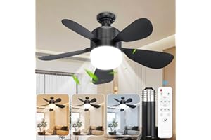 JTT Socket Fan Light with Remote - Screw in Ceiling Fan Light LED Bulb with 3 Speed, Selectable and Adjustable Brightness Settings for Bedroom, Living Room, Kitchen, Garage