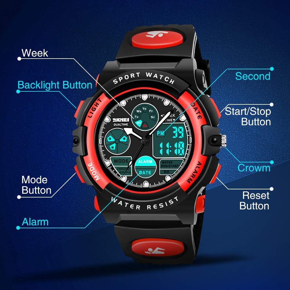 Dreamingbox Girl Birthday Presents Gifts Age 5-12, LED 50M Waterproof Digital Sport Watches for Kids Cool Toys for 5-12 Year Old Girls ZHRed MMUSPW03: Sports & Outdoors