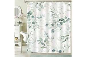 hometrixx Spring Plant Shower Curtain Sage Green Eucalyptus Leaves Watercolor Shower Curtains for Bathroom Decor Bathtub Ligh