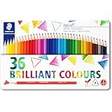STAEDTLER 157 M36 Ergosoft Triangular Colouring Pencil, Assorted Colours, Tin of 36