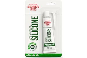 PROFESSIONAL SOMA FIX Silicone Caulk - Squeeze Tube Silicone Sealant for Wood, Kitchen, Bathroom, Sink, and Windows - Multi-Purpose & Waterproof (White)